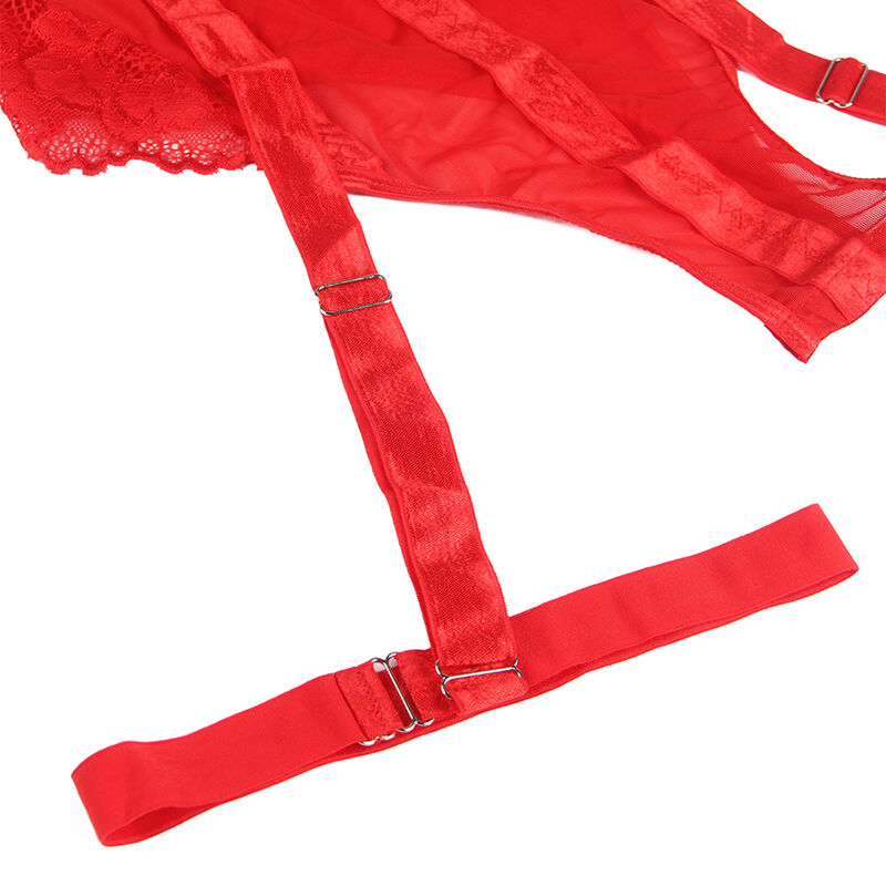 Teddy sexy en dentelle avec jarretière rouge — SUBBLIME BODIES