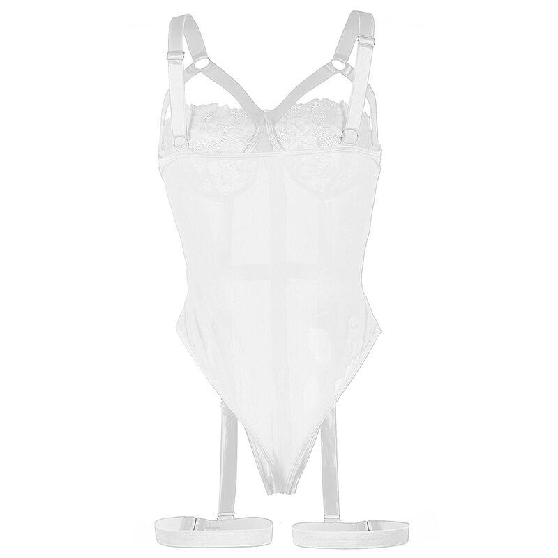 Teddy en dentelle avec jarretière intégrée blanc — SUBBLIME BODIES