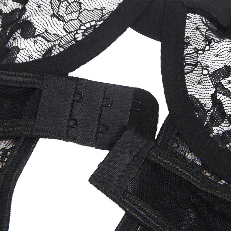 Teddy de renda com liga e tiras pretas — SUBBLIME BODIES