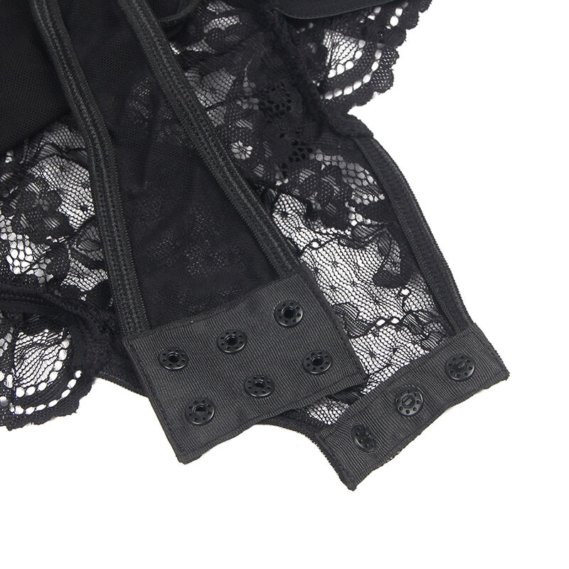 Teddy de renda com liga e tiras pretas — SUBBLIME BODIES
