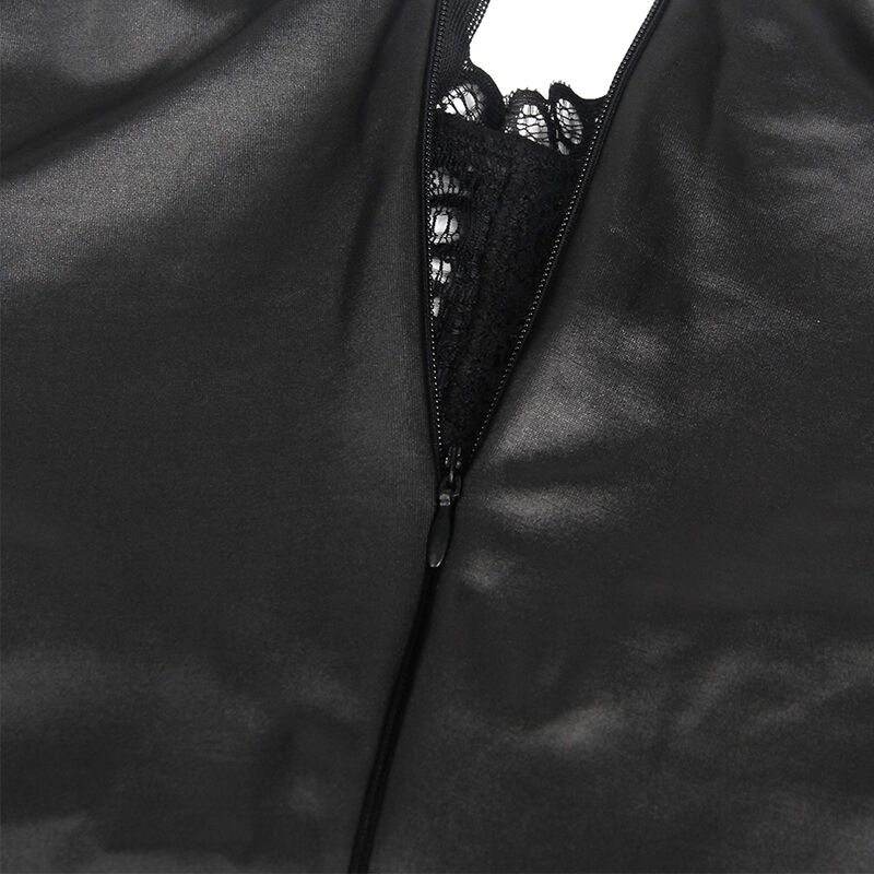 Robe sexy en dentelle noire et cuir — SUBBLIME DRESSES