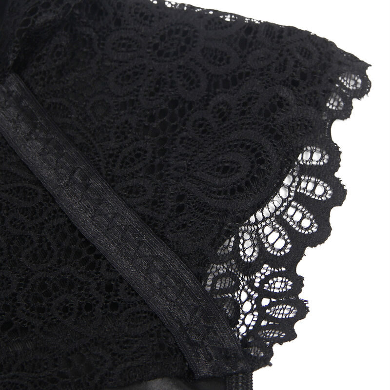 Robe sexy en dentelle noire et cuir — SUBBLIME DRESSES