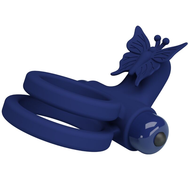 Double anneau vibrant papillon avec stimulateur — PRETTY LOVE MALE