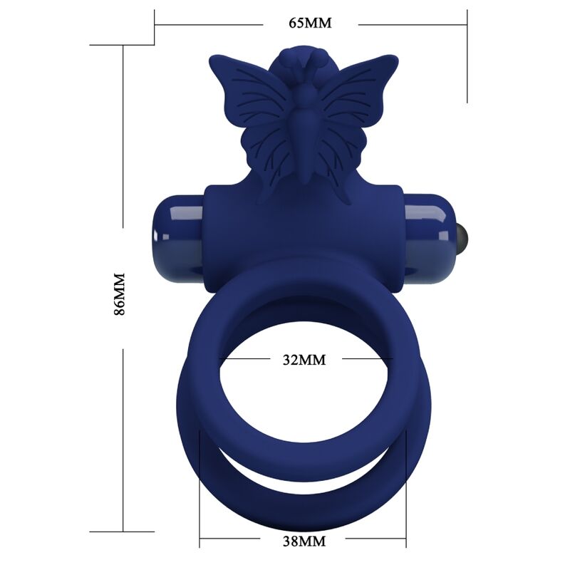 Double anneau vibrant papillon avec stimulateur — PRETTY LOVE MALE
