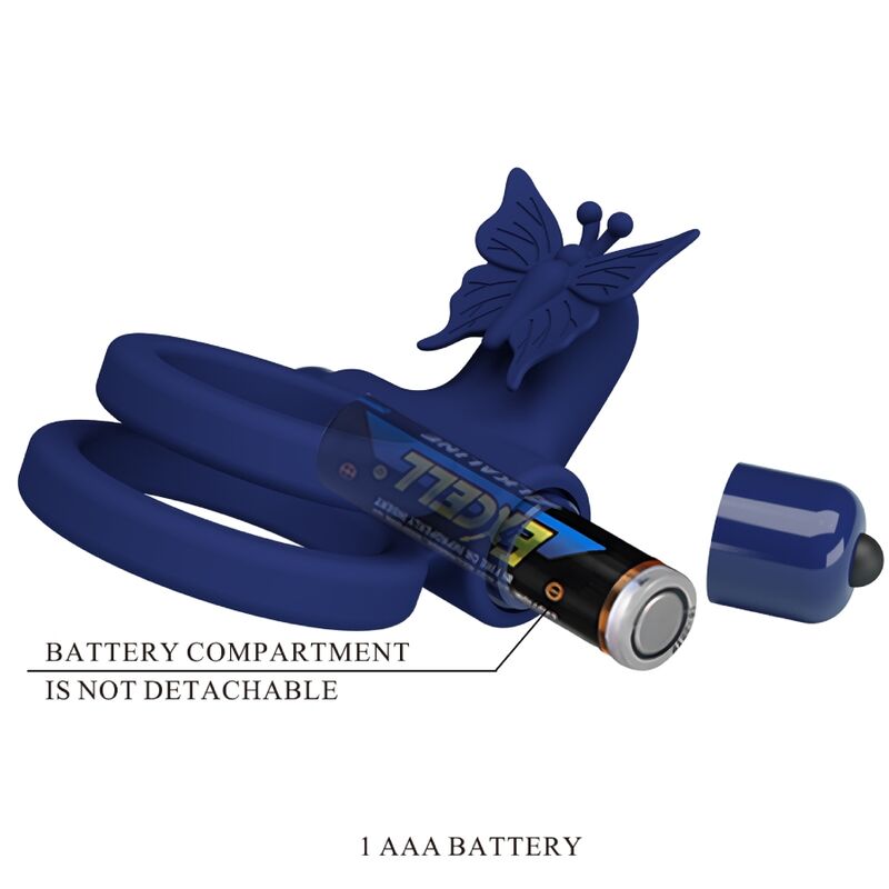 Double anneau vibrant papillon avec stimulateur — PRETTY LOVE MALE