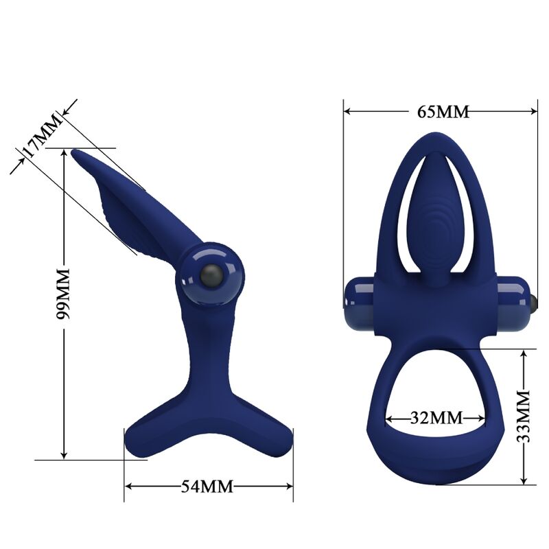 Double anneau vibrant avec stimulateur clitoridien — PRETTY LOVE MALE