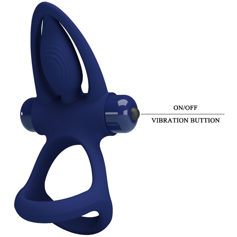 Double anneau vibrant avec stimulateur clitoridien — PRETTY LOVE MALE