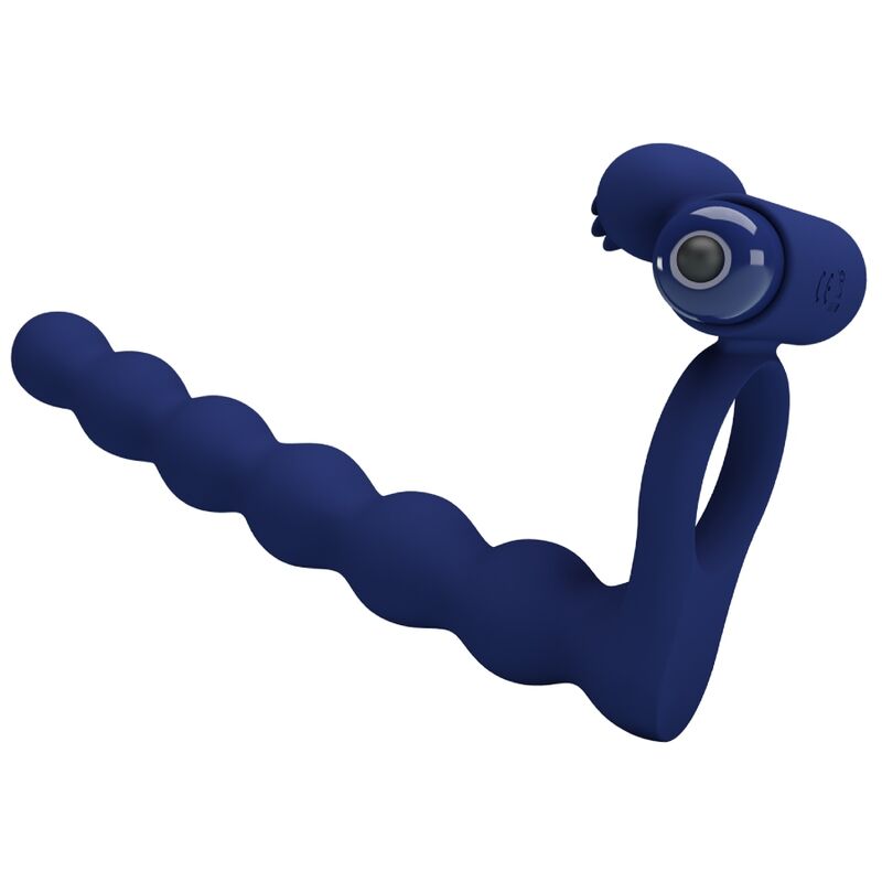 Anneau vibrant avec plug bleu — PRETTY LOVE MALE
