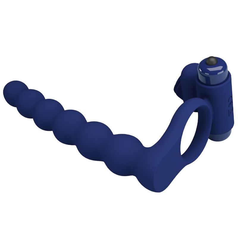 Anneau vibrant avec plug bleu — PRETTY LOVE MALE