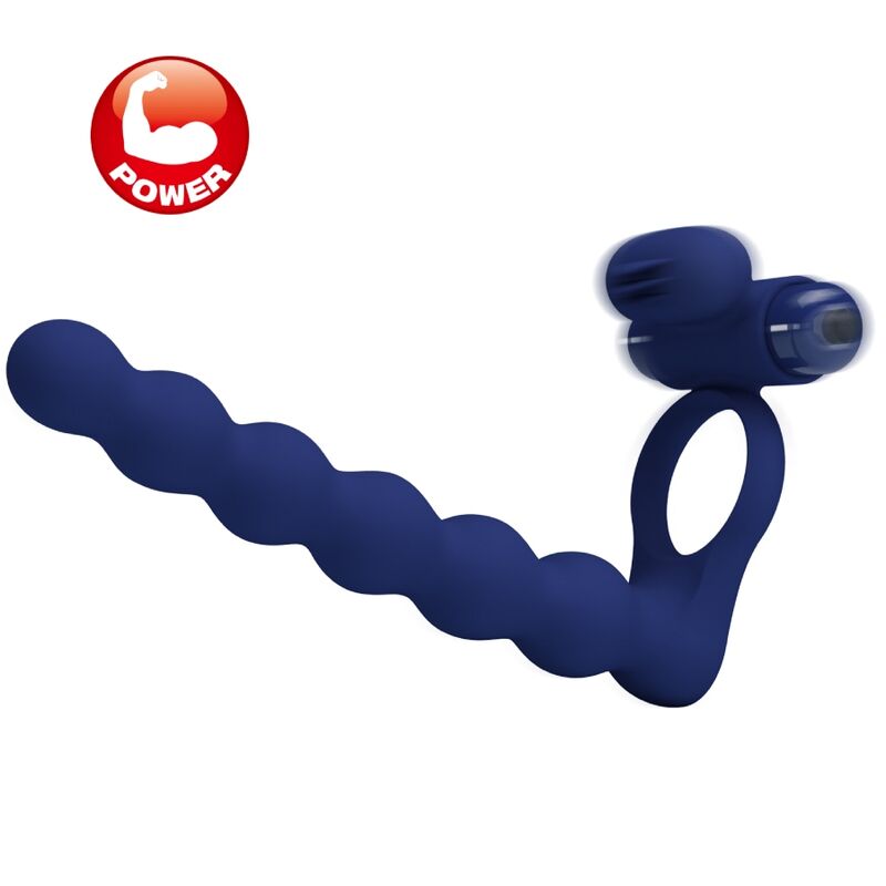 Anneau vibrant avec plug bleu — PRETTY LOVE MALE