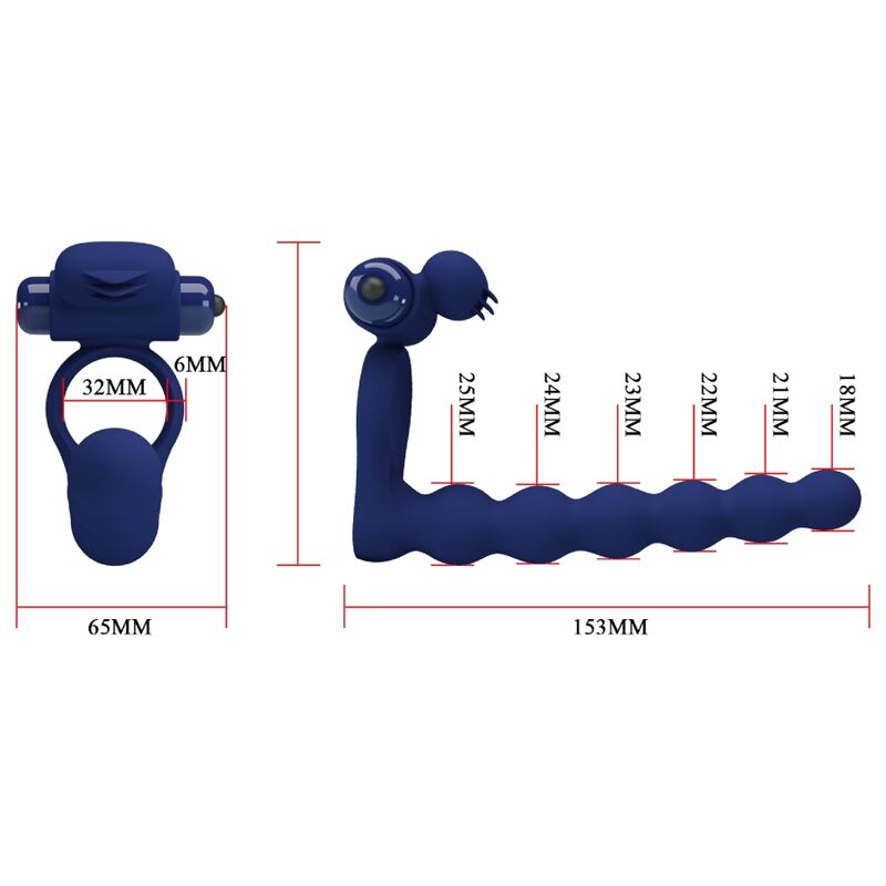 Anneau vibrant avec plug bleu — PRETTY LOVE MALE