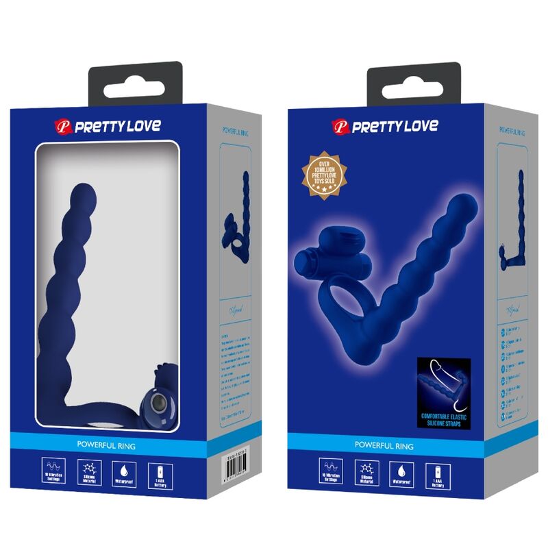Anneau vibrant avec plug bleu — PRETTY LOVE MALE