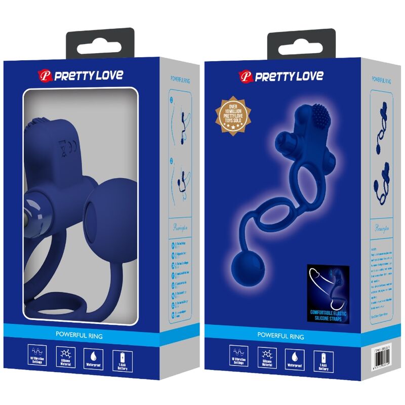 Double anneau vibrant avec stimulateur clitoridien — PRETTY LOVE MALE