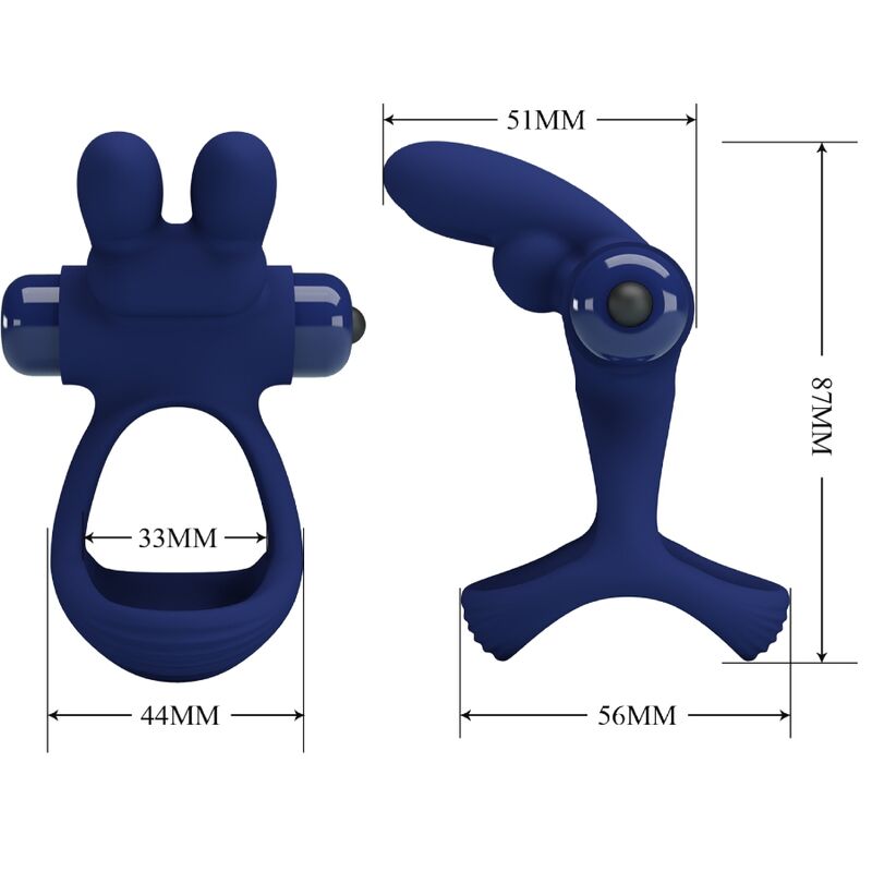 Double anneau vibrant lapin en silicone — PRETTY LOVE MALE