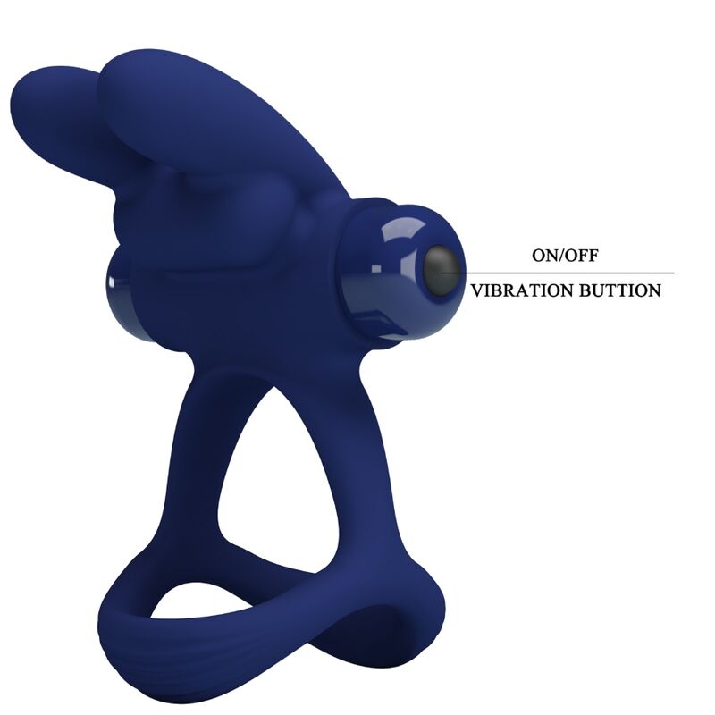 Double anneau vibrant lapin en silicone — PRETTY LOVE MALE