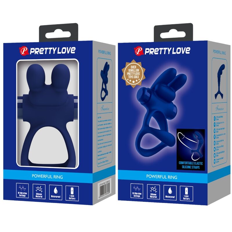 Double anneau vibrant lapin en silicone — PRETTY LOVE MALE