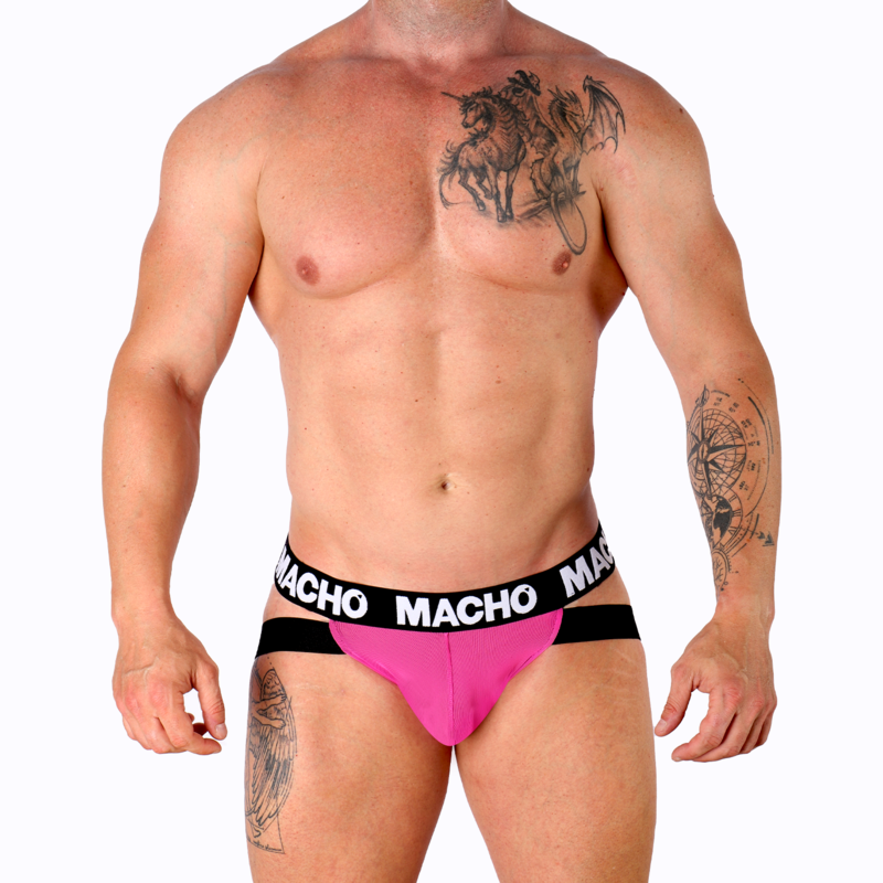 Jockstrap ajusté anatomie rose fluo — MACHO UNDERWEAR