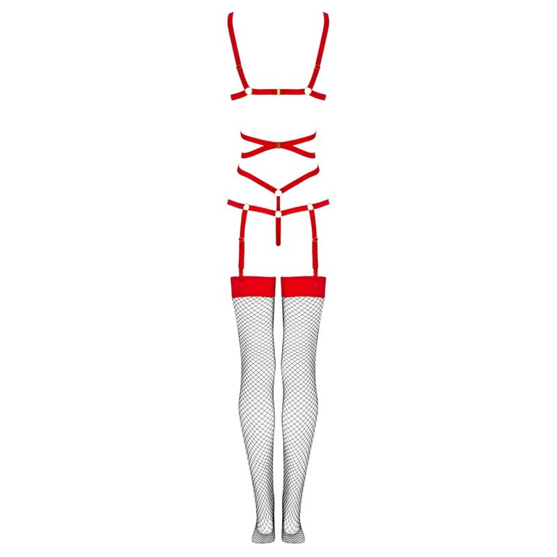 Ensemble lingerie body et bas rouges Thiara — LIVCO CORSETTI SETS
