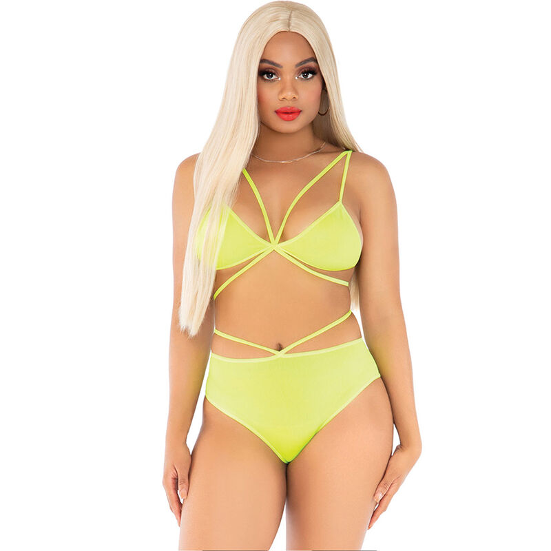 Ensemble top et culotte jaune à bretelles — LEG AVENUE SETS