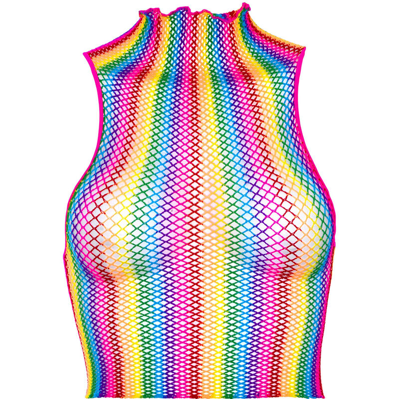 Haut court col roulé en filet arc-en-ciel — LEG AVENUE CHEMISES