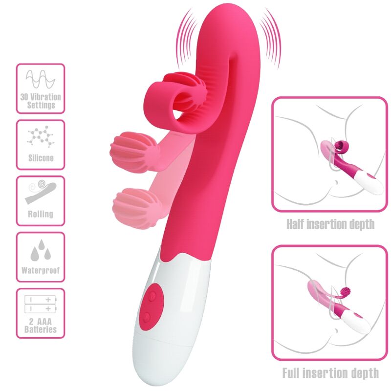 Vibrateur et stimulateur 30 vitesses rose — ROMANCE