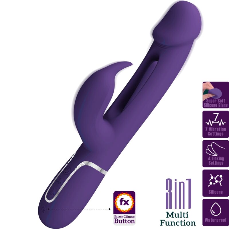 Vibromasseur lapin 3-en-1 avec langue oscillante — PRETTY LOVE PARTY UP