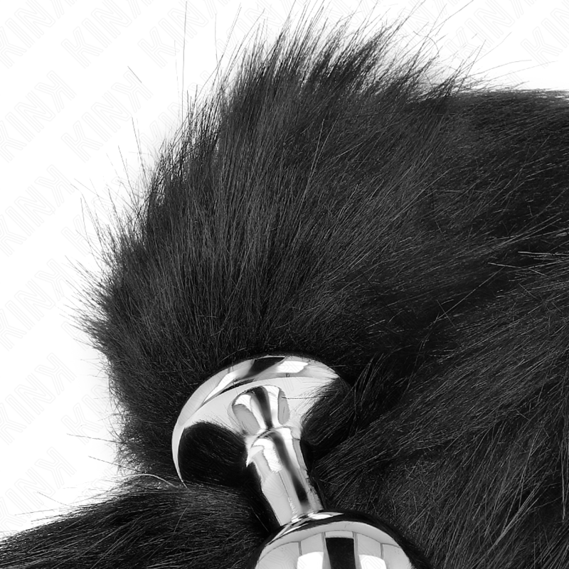 Plug anal taille M avec queue synthétique noire 40 cm — KINK PLEASURE PLUGS