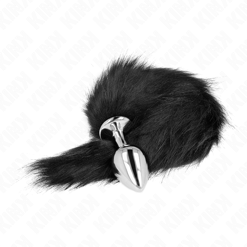 Plug anal taille M avec queue synthétique noire 40 cm — KINK PLEASURE PLUGS