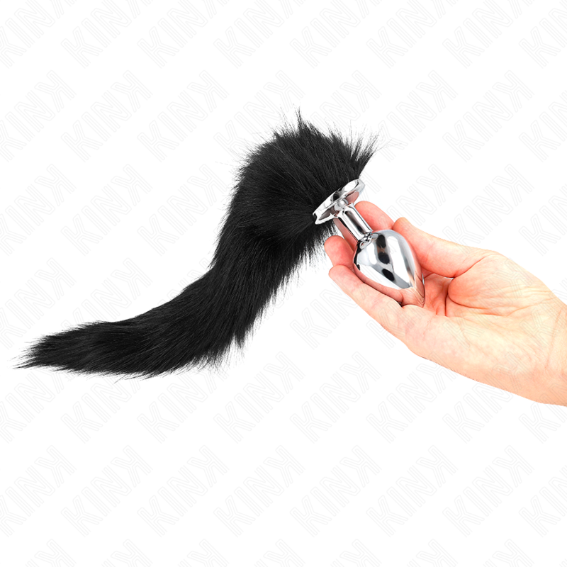 Plug anal taille L avec queue synthétique 40 cm noir — KINK PLEASURE PLUGS