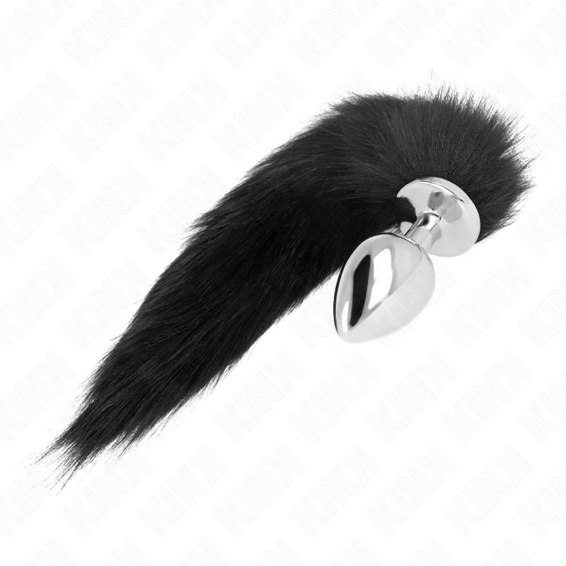 Plug anal taille L avec queue synthétique 40 cm noir — KINK PLEASURE PLUGS