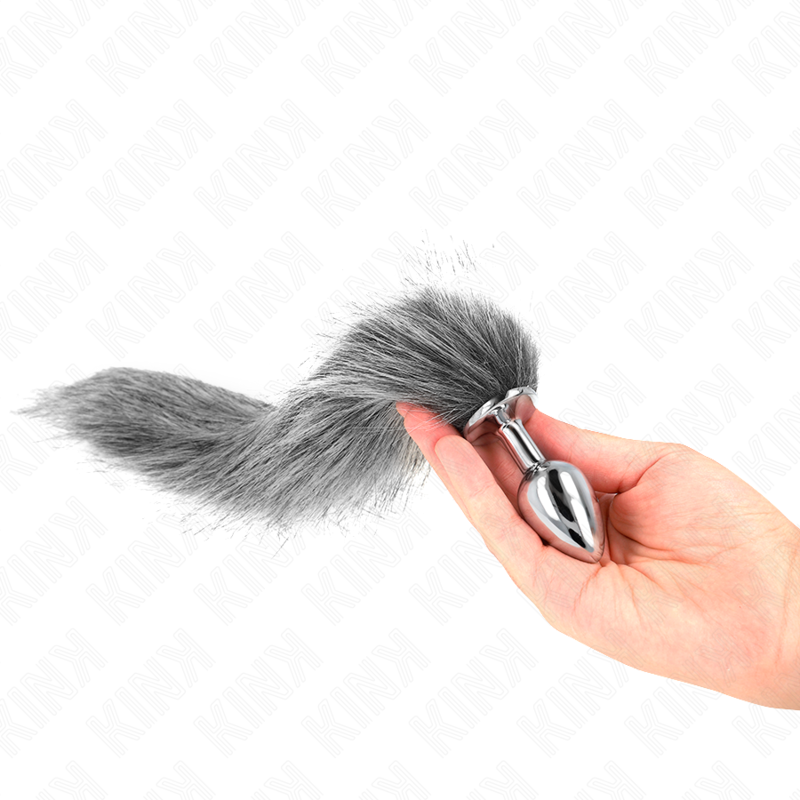 Plug anal avec queue synthétique taille S gris — KINK PLEASURE PLUGS