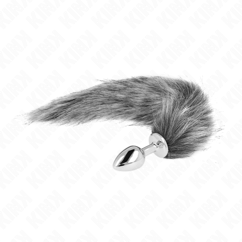Plug anal avec queue synthétique taille S gris — KINK PLEASURE PLUGS