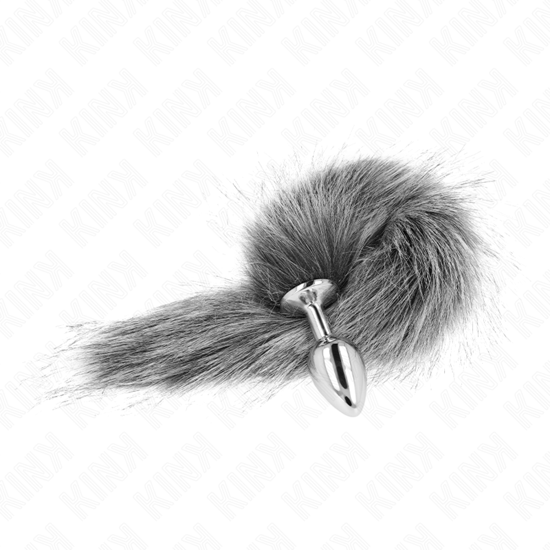Plug anal avec queue synthétique taille S gris — KINK PLEASURE PLUGS