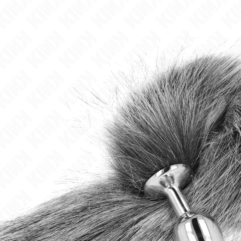 Plug anal avec queue synthétique taille S gris — KINK PLEASURE PLUGS