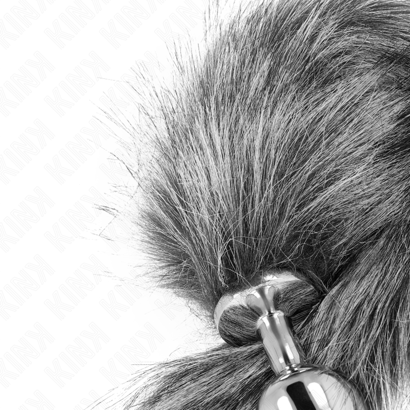 Plug anal taille M avec queue synthétique gris — KINK PLEASURE PLUGS