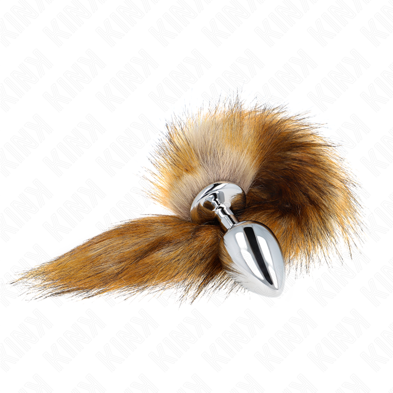 Plug anal taille L avec queue synthétique marron — KINK PLEASURE PLUGS