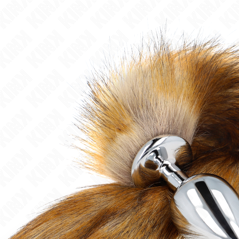 Plug anal taille L avec queue synthétique marron — KINK PLEASURE PLUGS