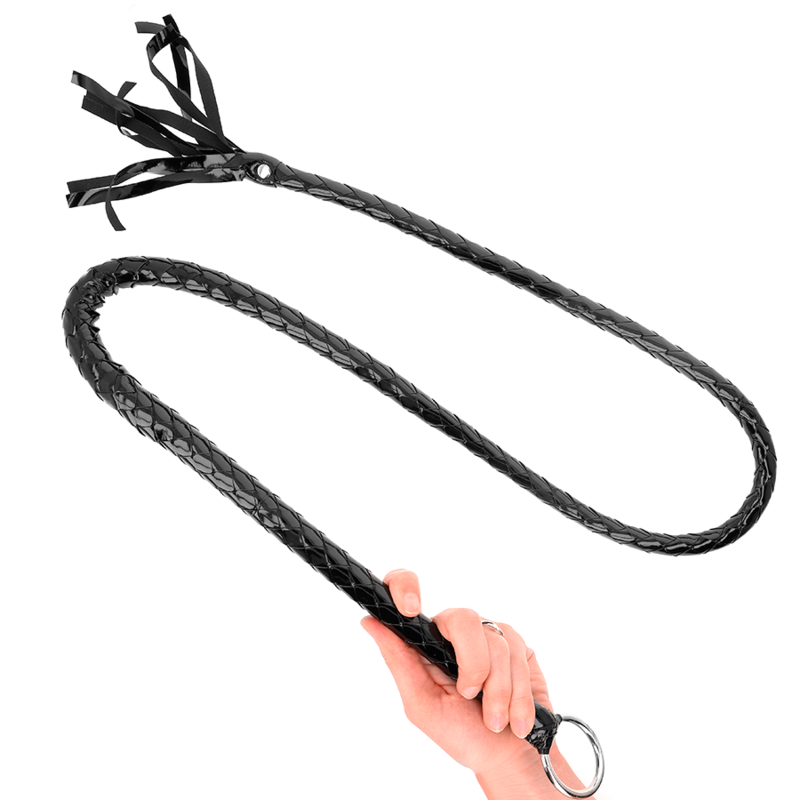 Fouet long brillant en PVC 138 cm — KINK IMPACT & TOUCH