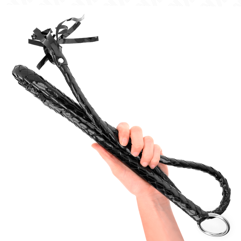 Fouet long brillant en PVC 138 cm — KINK IMPACT & TOUCH
