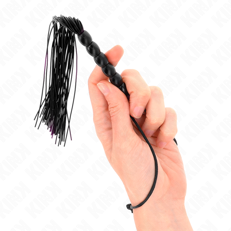 Mini fouet en silicone avec 6 billes noires 26 cm — KINK IMPACT & TOUCH