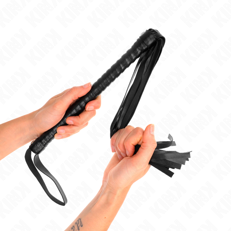 Fouet avec manche texturé noir 48,5 cm — KINK IMPACT & TOUCH
