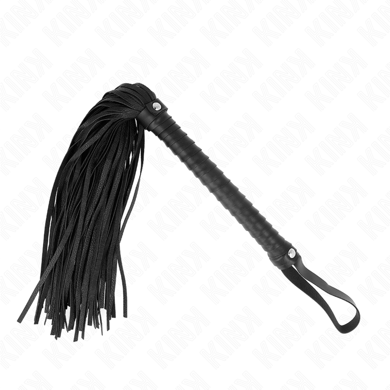 Fouet avec manche texturé noir 48,5 cm — KINK IMPACT & TOUCH