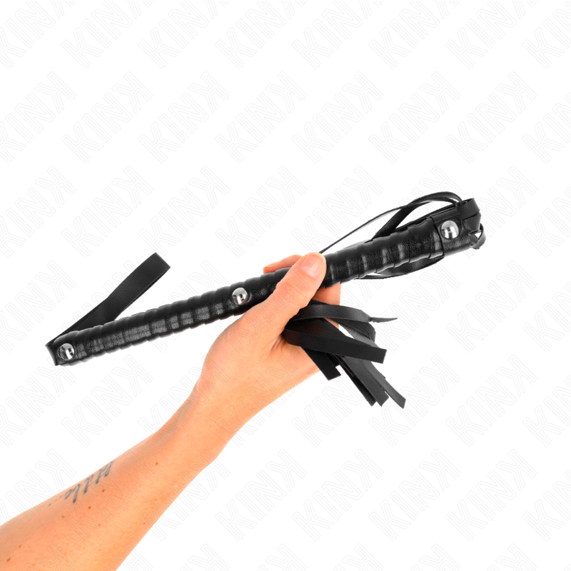Fouet avec manche texturé noir 48,5 cm — KINK IMPACT & TOUCH