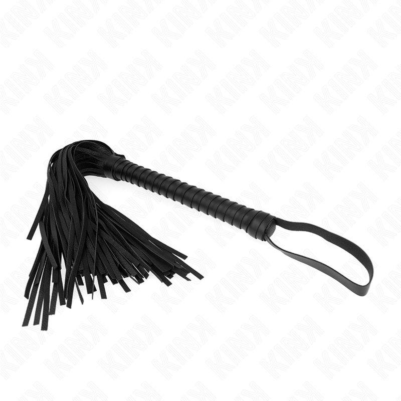 Fouet avec manche texturé noir 48,5 cm — KINK IMPACT & TOUCH