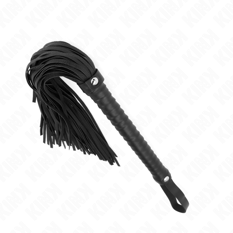 Fouet avec manche texturé noir 48,5 cm — KINK IMPACT & TOUCH