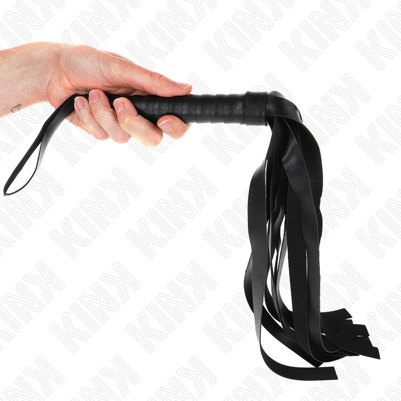 Fouet à queue large en cuir noir 48,5 cm — KINK IMPACT & TOUCH