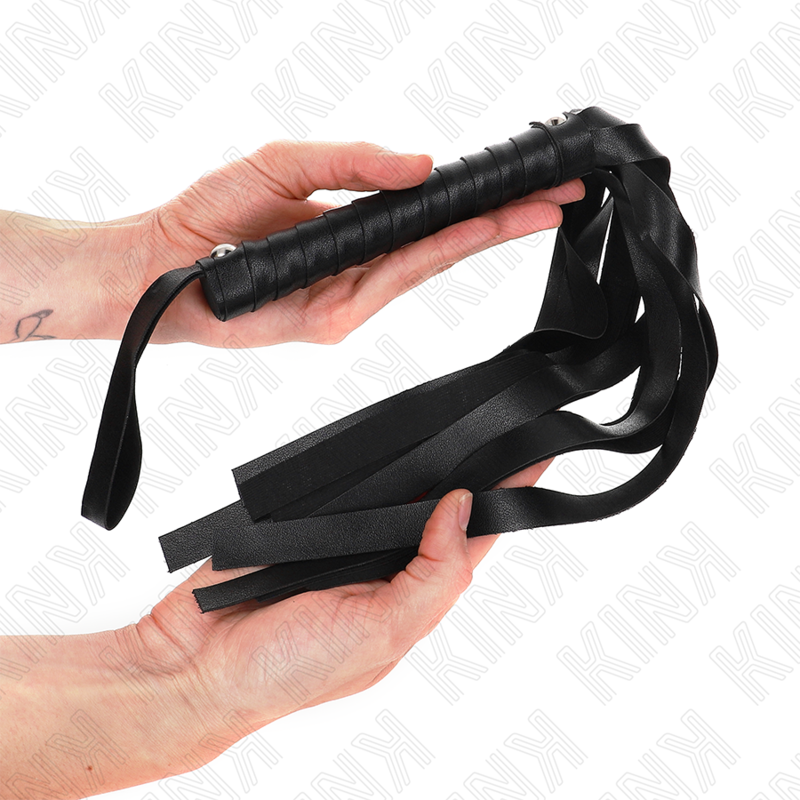 Fouet à queue large en cuir noir 48,5 cm — KINK IMPACT & TOUCH