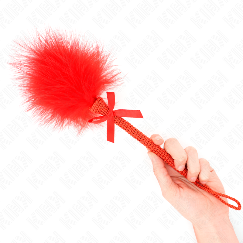 Baguette en corde de nylon à plumes et nœud rouge — KINK IMPACT & TOUCH