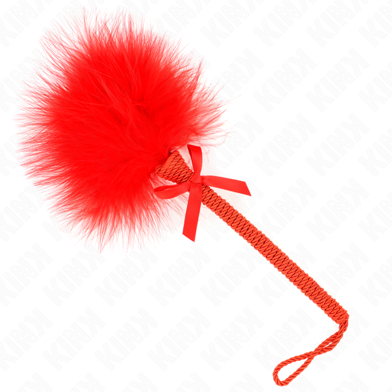 Baguette en corde de nylon à plumes et nœud rouge — KINK IMPACT & TOUCH