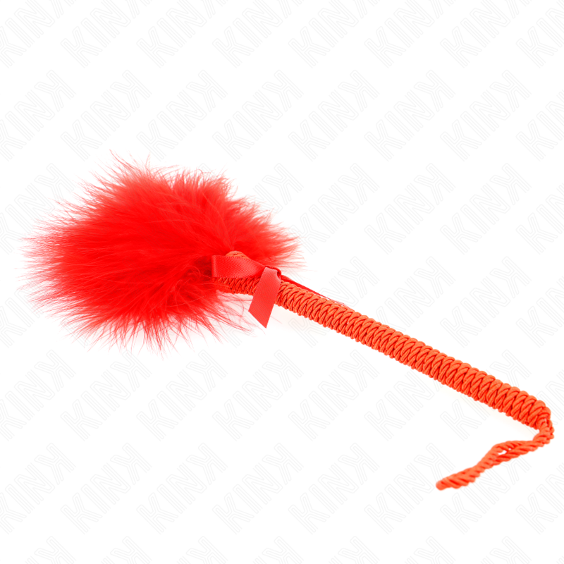 Baguette en corde de nylon à plumes et nœud rouge — KINK IMPACT & TOUCH